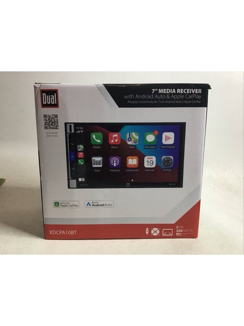 Dual Electronics XDCPA10BT 7 inch Double DIN Car Stereo Apple CarPlay & Android